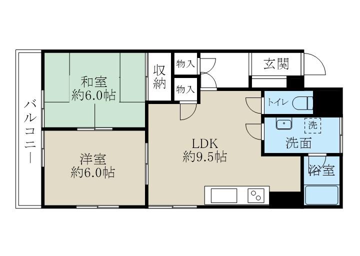 もみじ屋マンション(2LDK/3階)の間取り写真