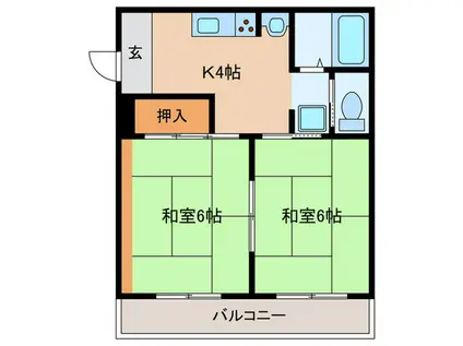 ケントハウス(2K/2階)の間取り写真