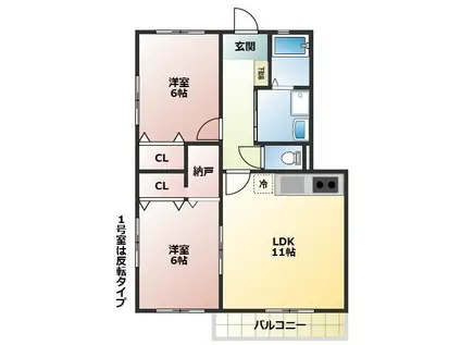 ル・ヌーヴォ・セリエI(2LDK/3階)の間取り写真