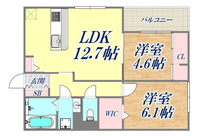 イルソラーレ須磨(2LDK/1階)の間取り写真