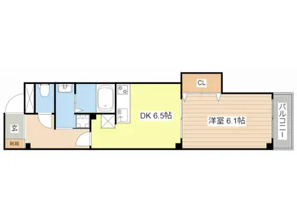 AMBELLIR(1DK/6階)の間取り写真