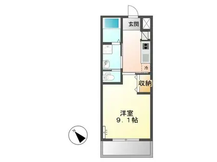 エンプレスII(1K/2階)の間取り写真