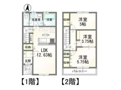 リーブルファイン南桜井II(3LDK/1階)の間取り写真