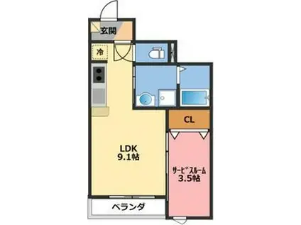 ESPOIR B(1LDK/1階)の間取り写真