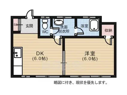 山崎ビル(1DK/3階)の間取り写真