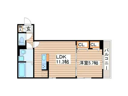 D-ROOM中倉(1LDK/2階)の間取り写真