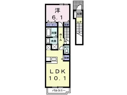 JR東海道本線 守山駅(滋賀) 徒歩5分 2階建 築19年(1LDK/2階)の間取り写真