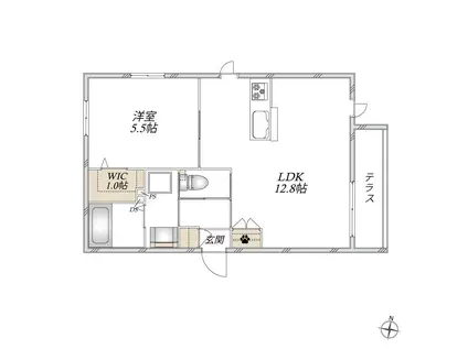 神谷2丁目メゾン(1LDK/1階)の間取り写真