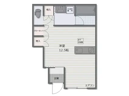 サウステラス(ワンルーム/1階)の間取り写真