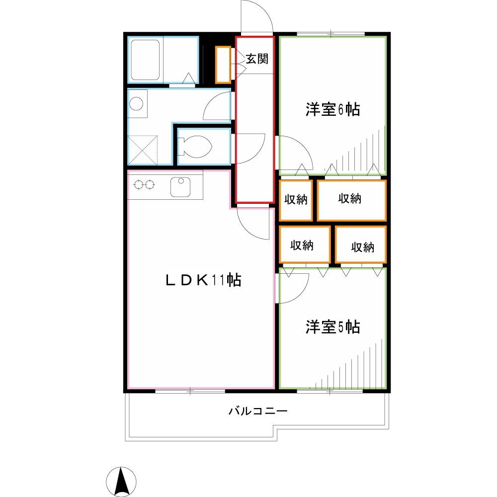 ラボーセジュール小金井(2LDK/1階)の間取り写真