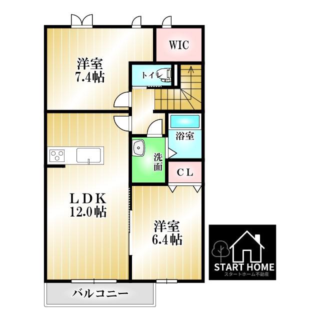 プロヌーブ鳴門(2LDK/2階)の間取り写真