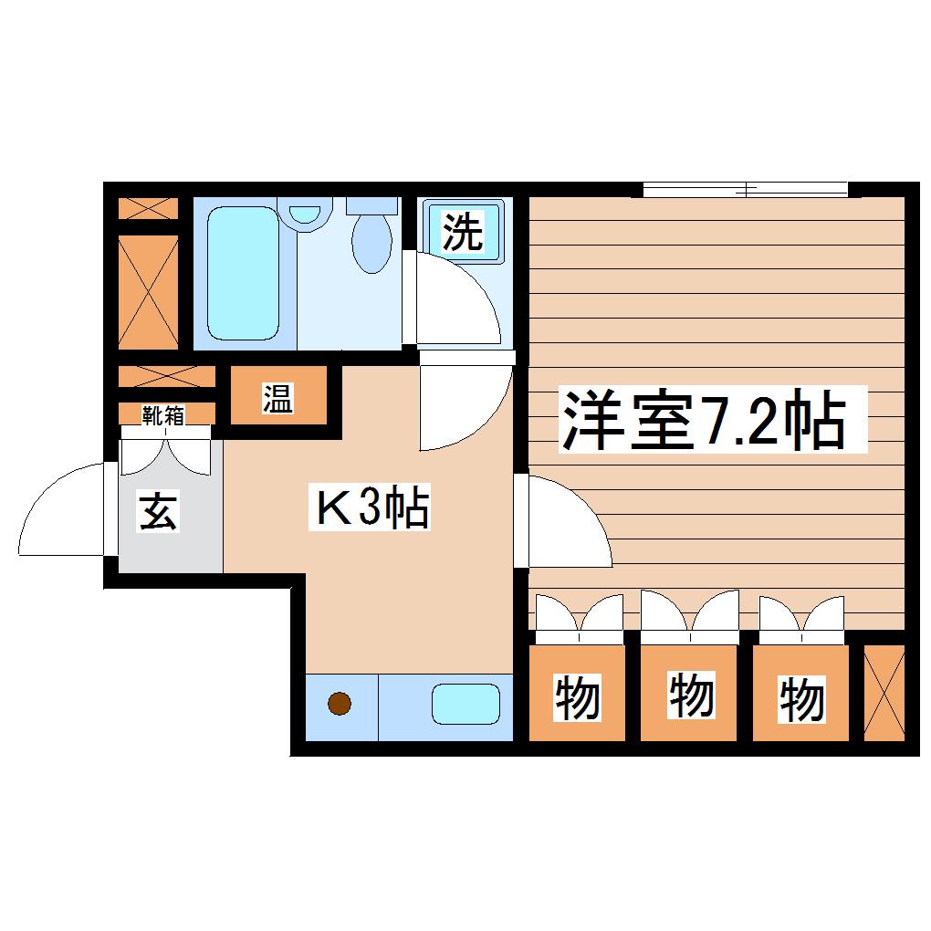 ロイヤルヒルズ富沢III(1K/3階)の間取り写真