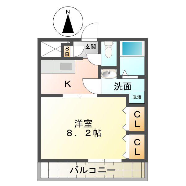 ピアーチェII(1K/2階)の間取り写真