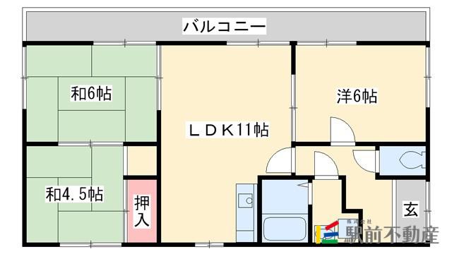 スカイコートB(3LDK/2階)の間取り写真
