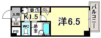 エスリード三宮第3(1K/8階)の間取り写真