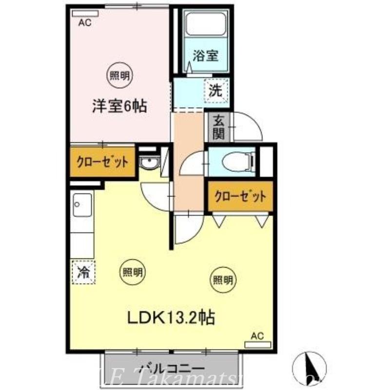 スカイコート21B棟(1LDK/2階)の間取り写真