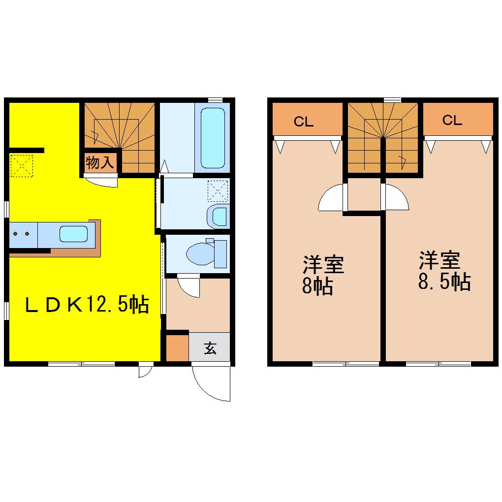 ブリランテA(2LDK/1階)の間取り写真