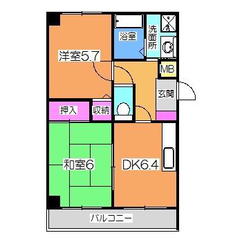 ANESIS OCTO(2DK/2階)の間取り写真