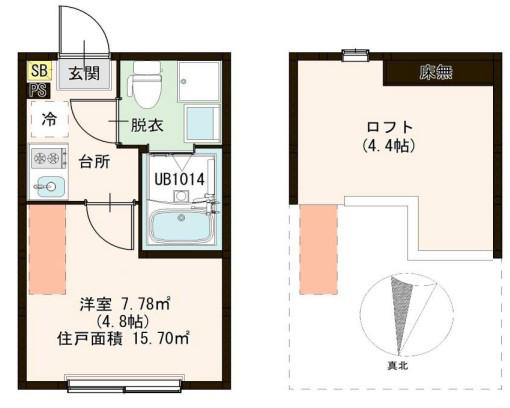 フェリシテ東小岩(1K/2階)の間取り写真