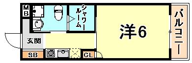グランドール御影(1K/4階)の間取り写真