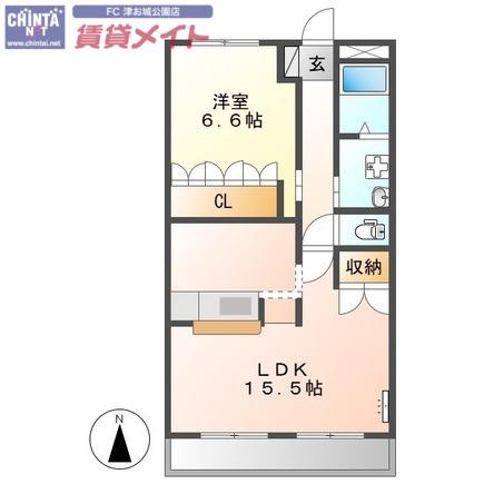 グランメール(1LDK/2階)の間取り写真