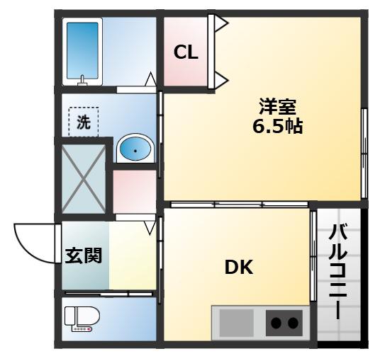 LIBERTY大井(1DK/3階)の間取り写真