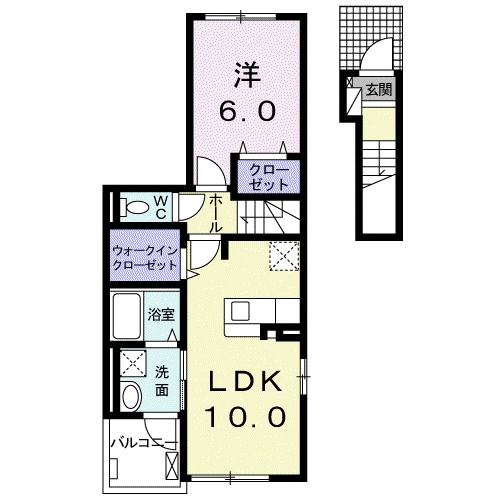 コンフォート各務原(1LDK/2階)の間取り写真
