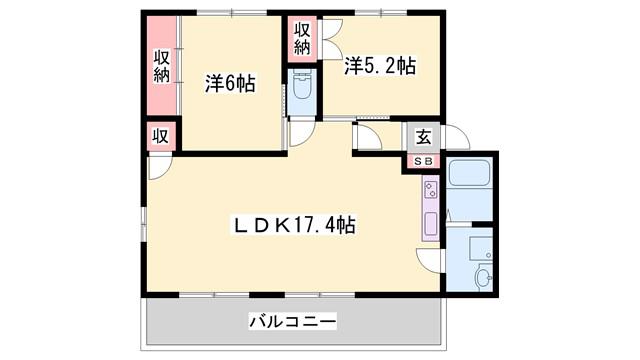 ラフォーレ龍野I(3LDK/2階)の間取り写真