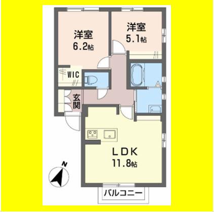 シンフォニー(2LDK/1階)の間取り写真