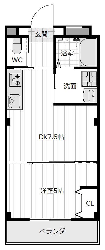 ピース・スクエア八万II A(1DK/3階)の間取り写真
