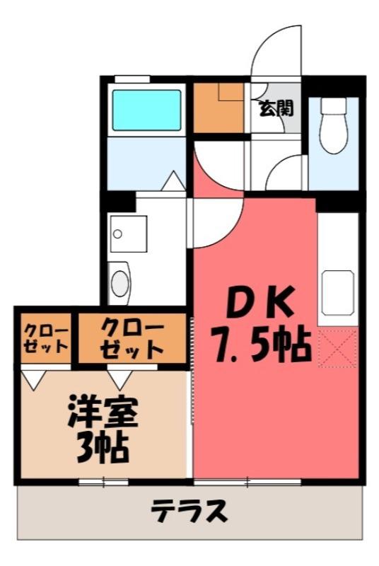 キャッスルロック(1DK/1階)の間取り写真