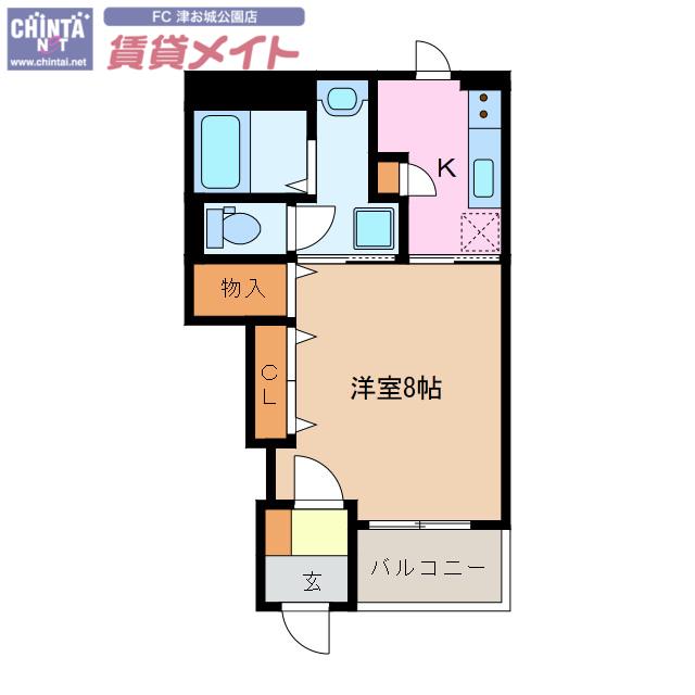 イーストコート(1K/1階)の間取り写真