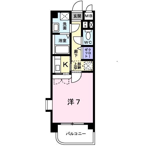 ヒュースロア井尻(1K/4階)の間取り写真