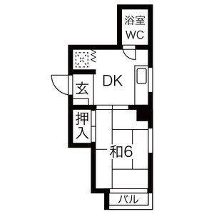 第7オーシャンビル(1DK/2階)の間取り写真