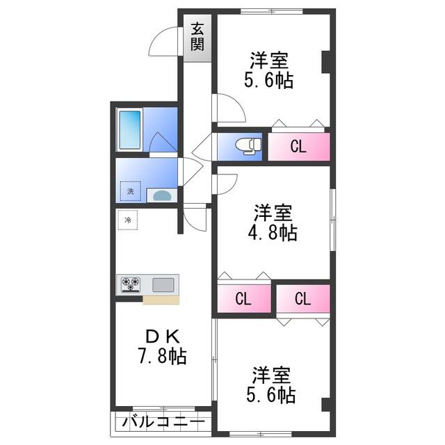 水原マンションIII(2LDK/3階)の間取り写真
