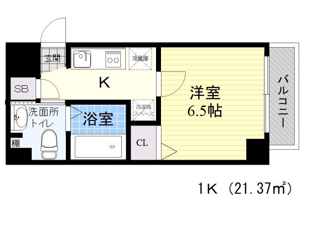 エスリード京橋3番館(1K/2階)の間取り写真