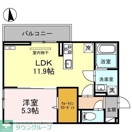 クロッシア前橋南町(1LDK/2階)の間取り写真