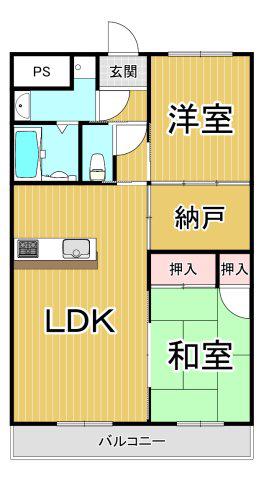 レインボー甲東(2SLDK/3階)の間取り写真