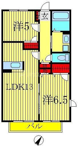 ファミール(2LDK/2階)の間取り写真