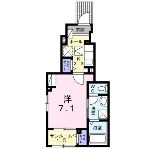 アネモスヒルズ姫路早瀬I(1K/1階)の間取り写真