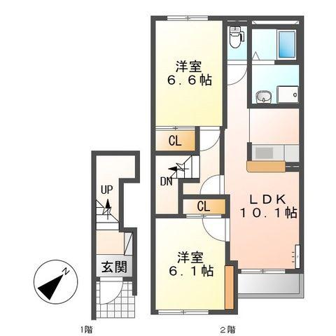 セピアパレス(2LDK/2階)の間取り写真