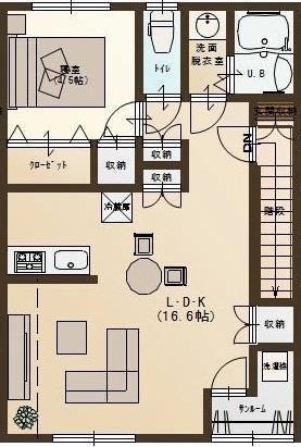 パーク・ユーソニア(1LDK/2階)の間取り写真