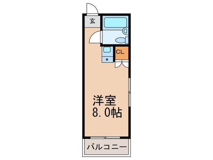 チェリーハイツ(ワンルーム/2階)の間取り写真