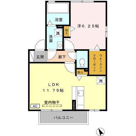 エヲコルトD(1LDK/2階)の間取り写真