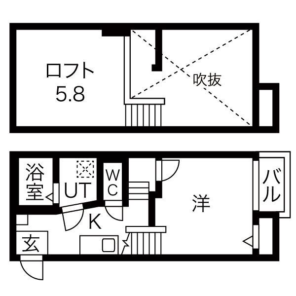 CREO中村公園七番館(1K/1階)の間取り写真