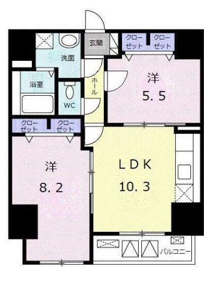 アイスバーグ(2LDK/11階)の間取り写真