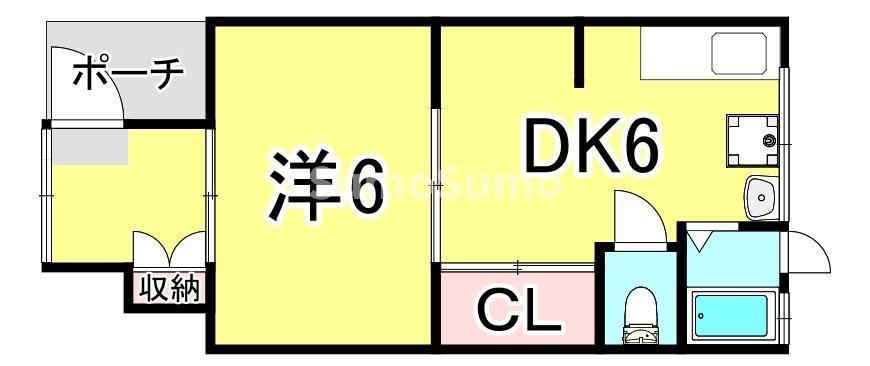 東尻池5丁目アパート(1LDK/1階)の間取り写真