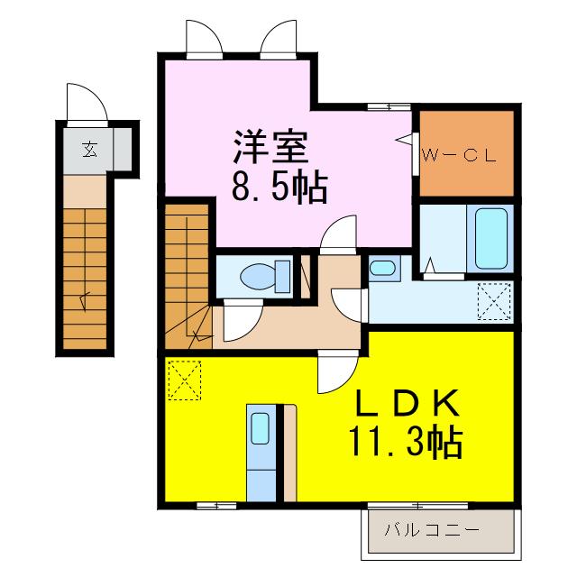 モン ビラージュA(1LDK/2階)の間取り写真