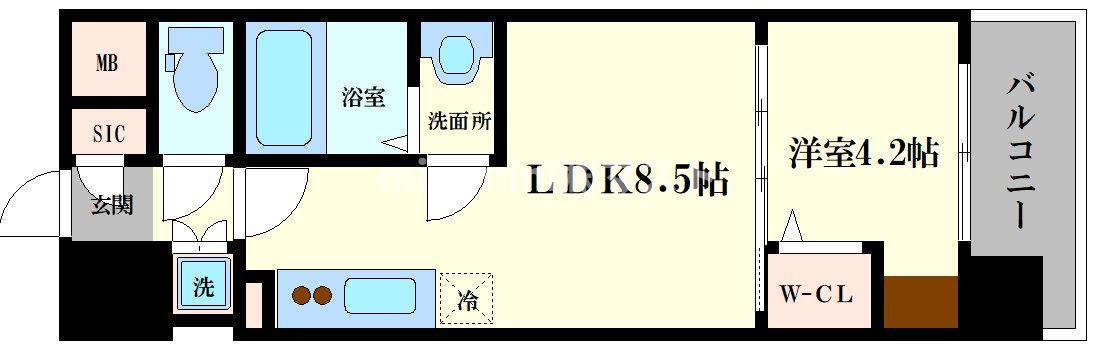 アーバネックス新町(1LDK/4階)の間取り写真