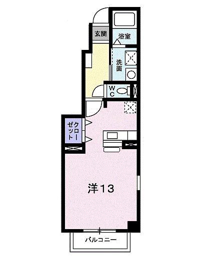 Sハウス(ワンルーム/1階)の間取り写真